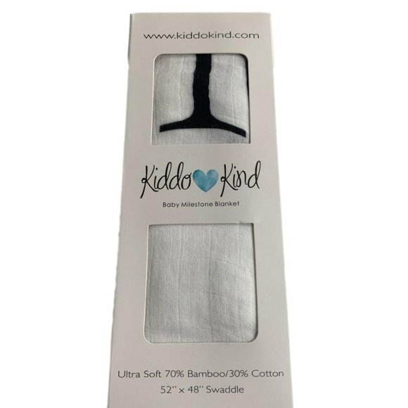 Kiddo Kind Baby Milestone Months Photo Prop Blanket White Black 52"X48" Swaddle - Picture 1 of 6